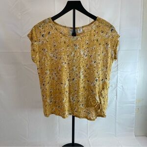 Rachel Zoe Yellow Floral Linen Top | Size M